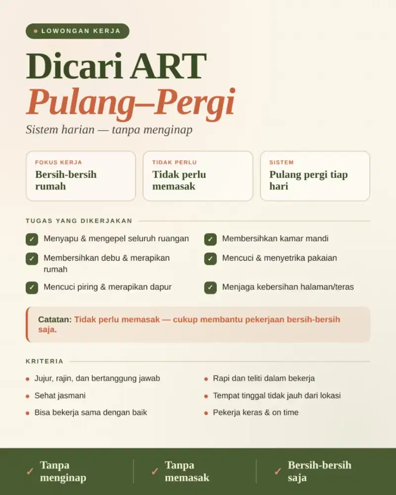Cari ART Pulang Pergi