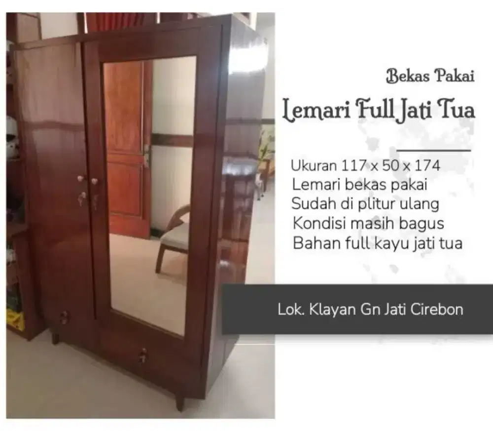 Lemari Kayu Jati Tua / Bekas Pakai