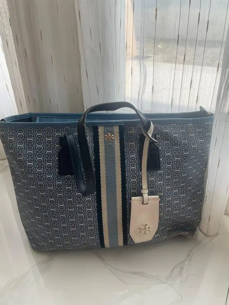 Tory Burch Gemini Canvas Small Tote Blue
