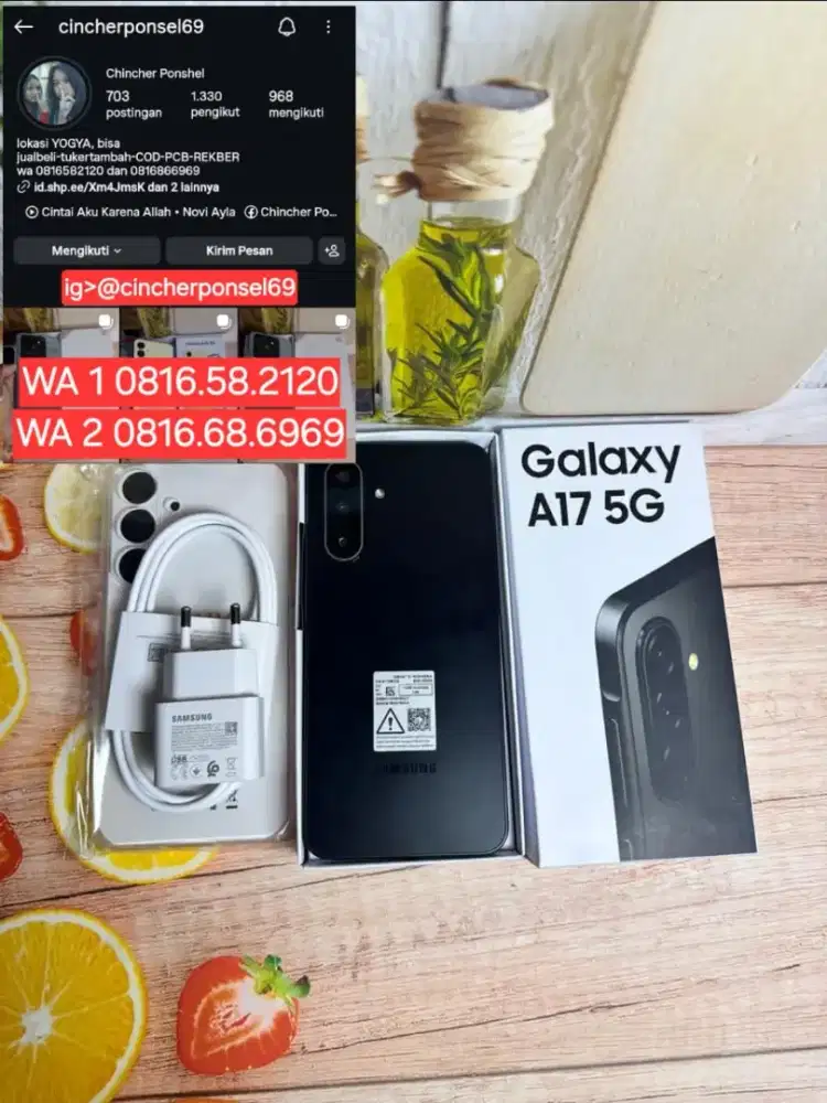 Jual HP SAMSUNG A17 5g 8/256 likenew istimewa free adaptor dan case