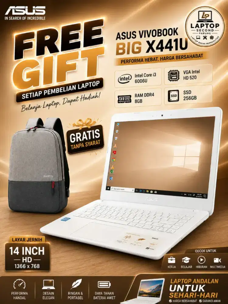 ASUS X441U - CORE I3 6006U - DDR4 8GB - SSD 256GB