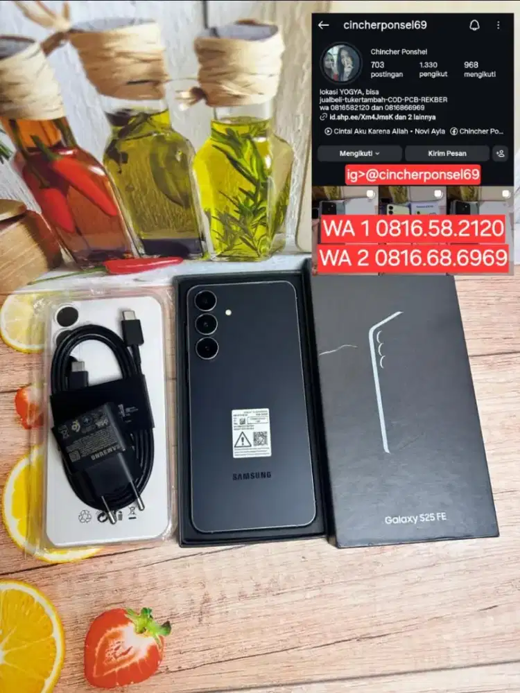Jual hp SAMSUNG S25 fe 5g  istimewa likeNEW FREE adaptor n case
