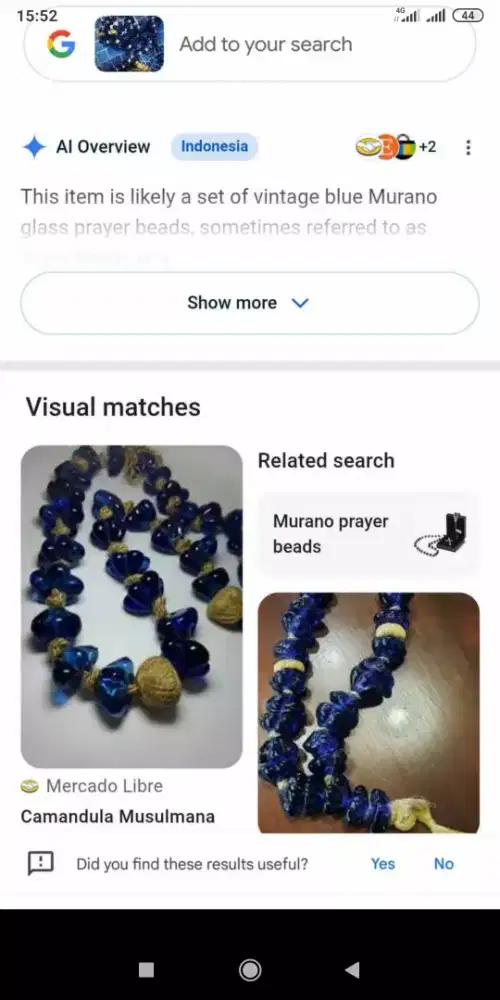 Blue Vintage Glass Murano Camandula Musulmana