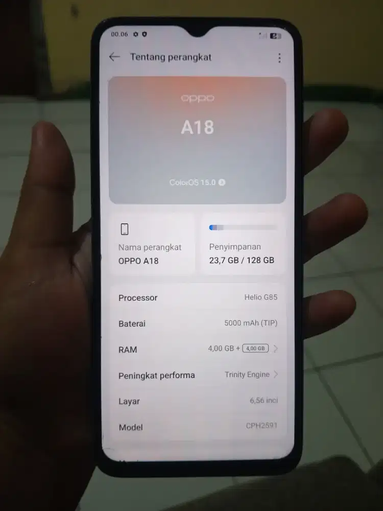 Oppo a18 Ram 4/128gb