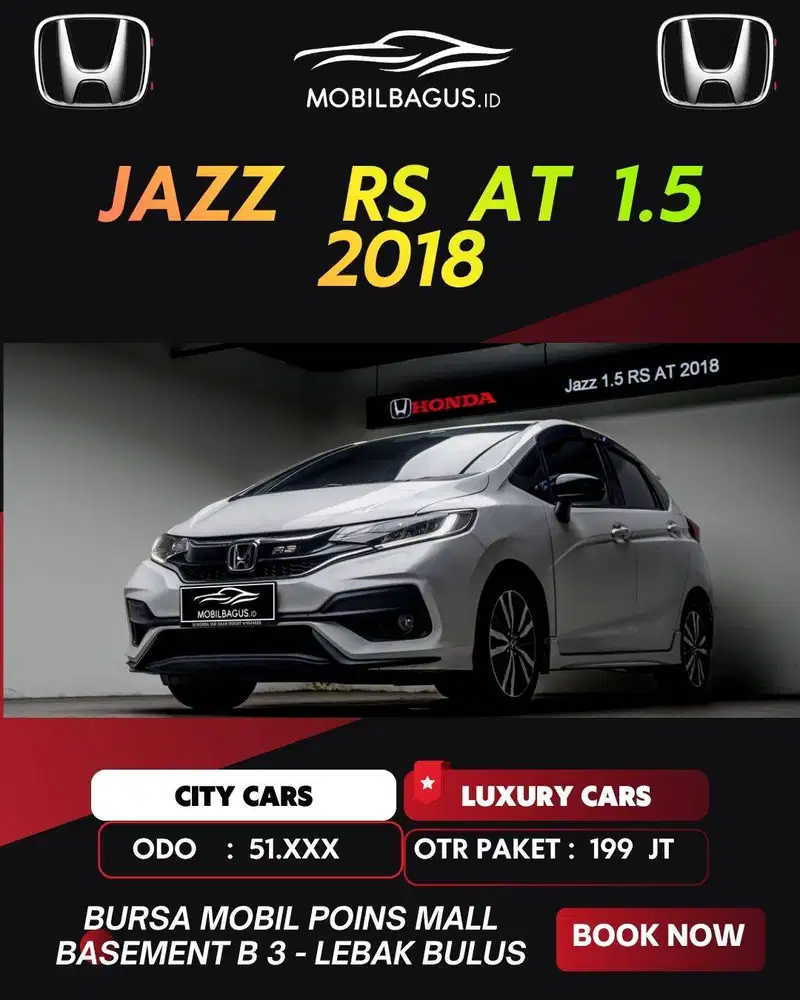 Honda Jazz 1.5 RS AT 2018 Putih No Pol Ganjil Km Low