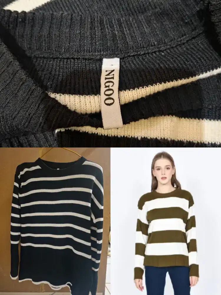 Preloved NIGOO Oversized Striped Sweater