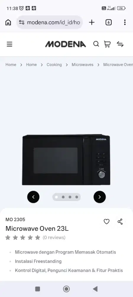 Microwave oven modena 23 liter