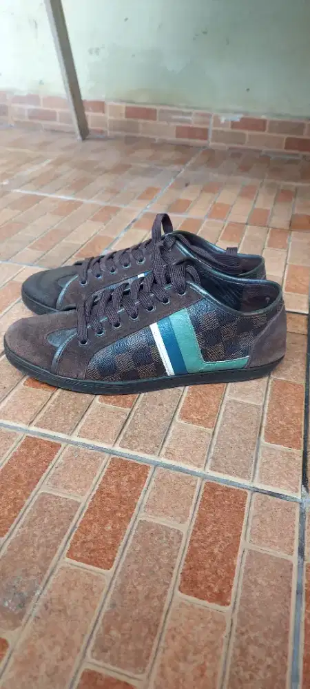 Sepatu pria full leather motif damier