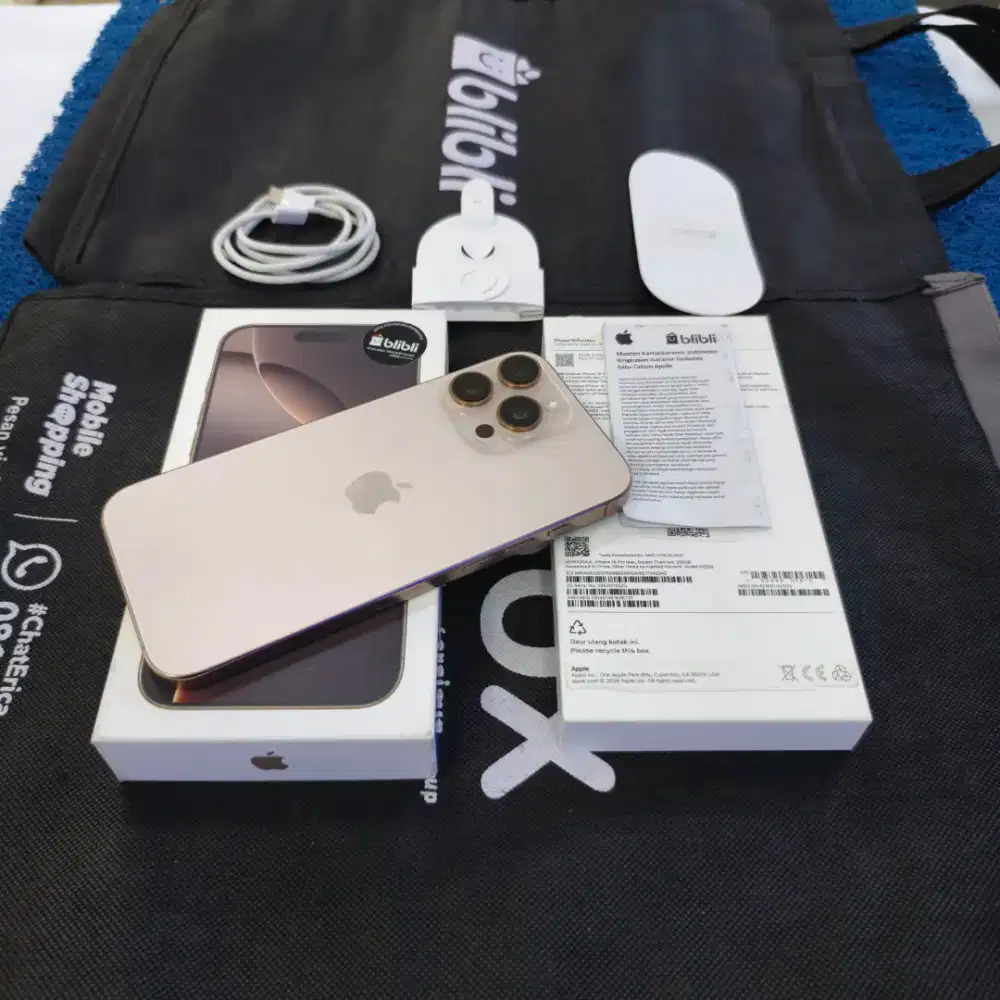 Iphone 16 Pro Max 256gb 99% like new BH 90% Ex Grs resmi blibli