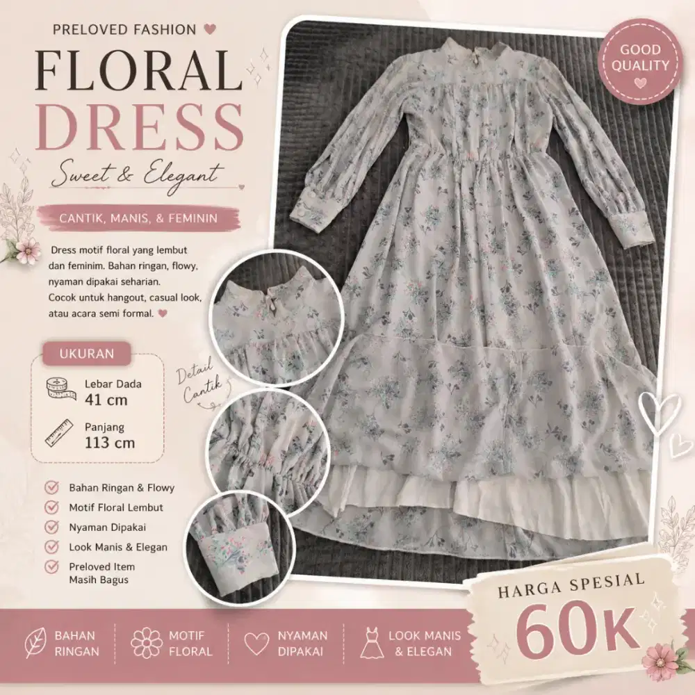 PRELOVED FLORAL DRESS – SWEET & ELEGANT