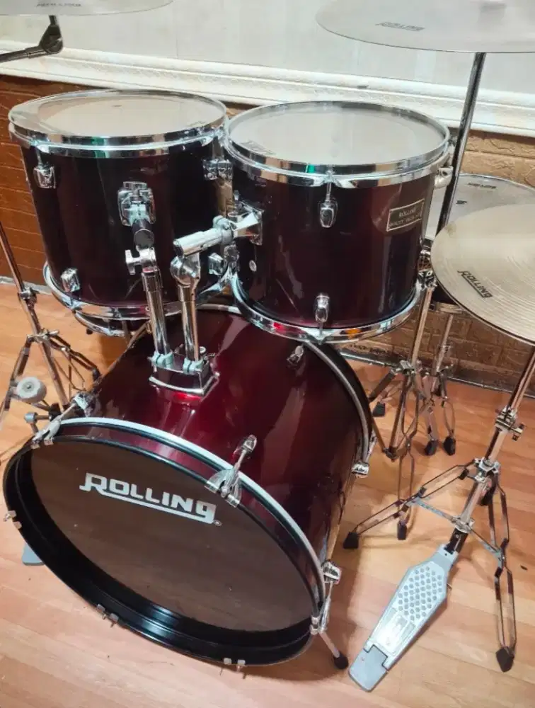 Drum set ROLLING warna merah maroon