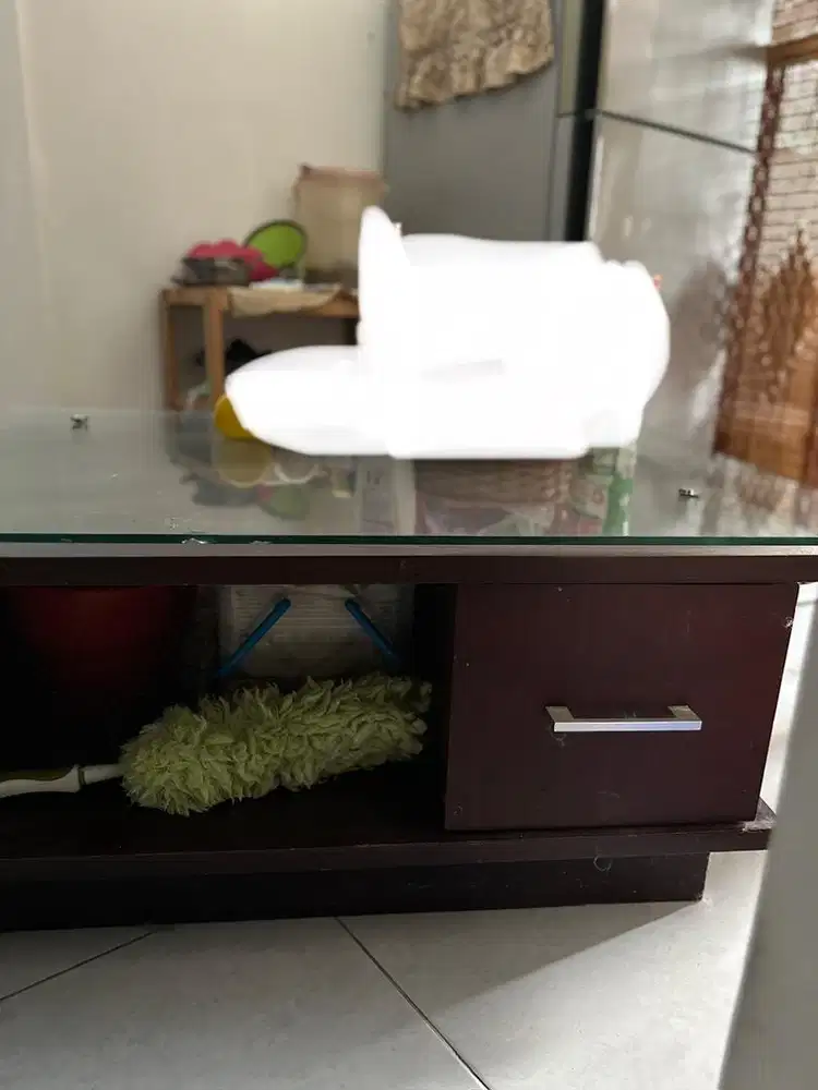 Meja kaca mix kayu
