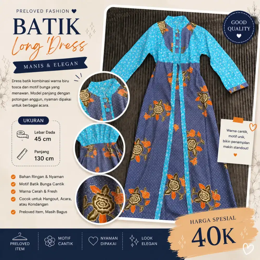 PRELOVED DRESS MOTIF BATIK ELEGANT