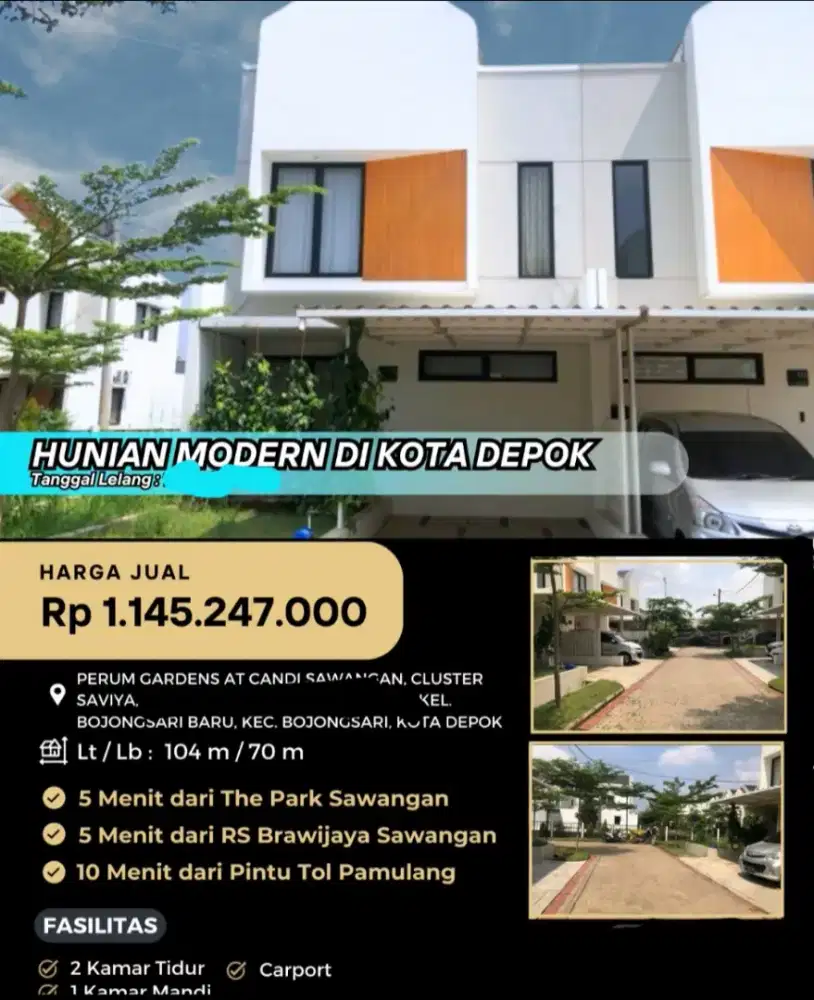 Dijual Rumah 2 Lantai Perumahan Gardens at Candi Sawangan Clust Saviya
