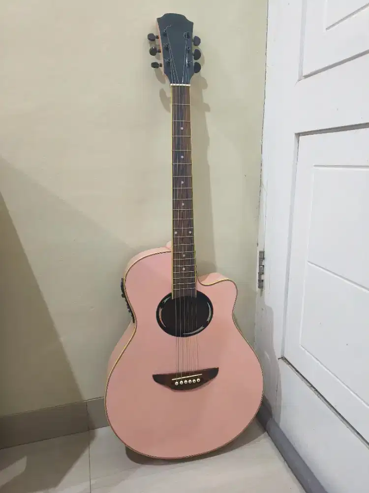 Gitar akustik elektrik PINK sdh tanem besi