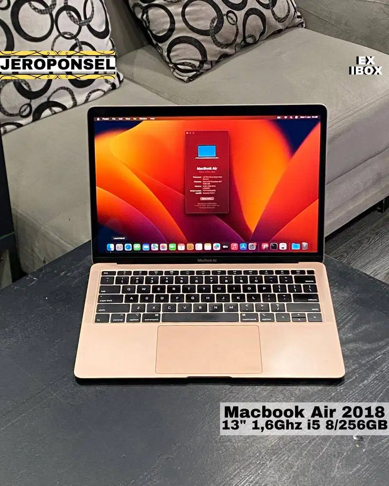 MACBOOK AIR 2018 256GB GOLD EX IBOX MULUS ORIGINAL GARANSI