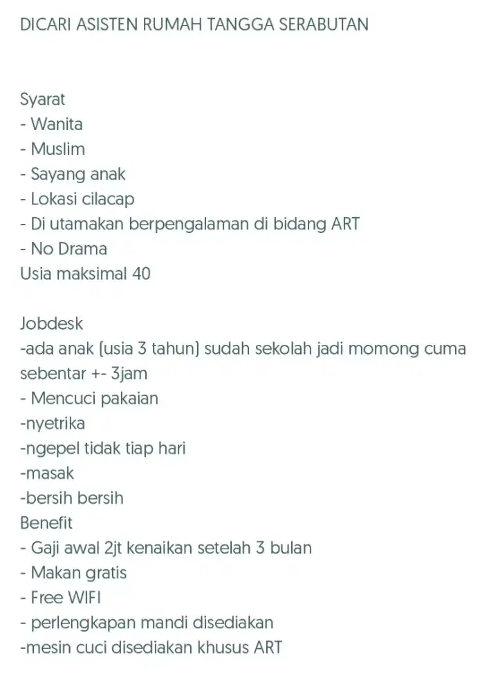 DICARI ART  SERABUTAN