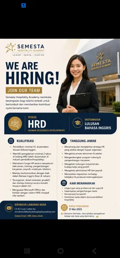 HRD Sekolah Perhotelan