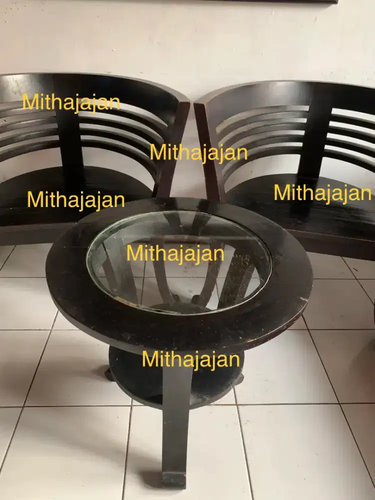 Bangku hitam kursi kayu jati elegan ruang tamu rumah meja set kuat oke