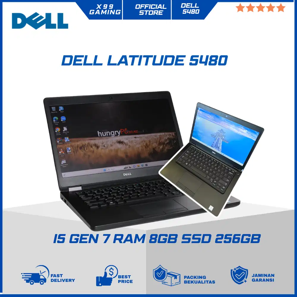 Laptop Dell Latitude 5480 core i5 gen 7 ram 8GB ssd 256gb layar 14inch