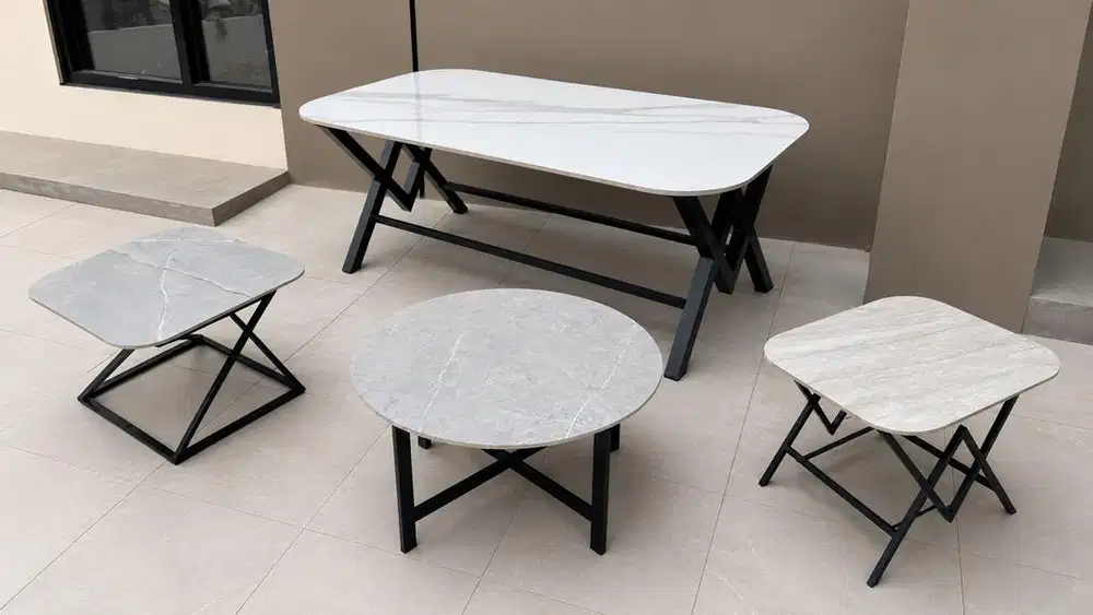 Jual Meja rangka Besi Galvanish, top table Granite