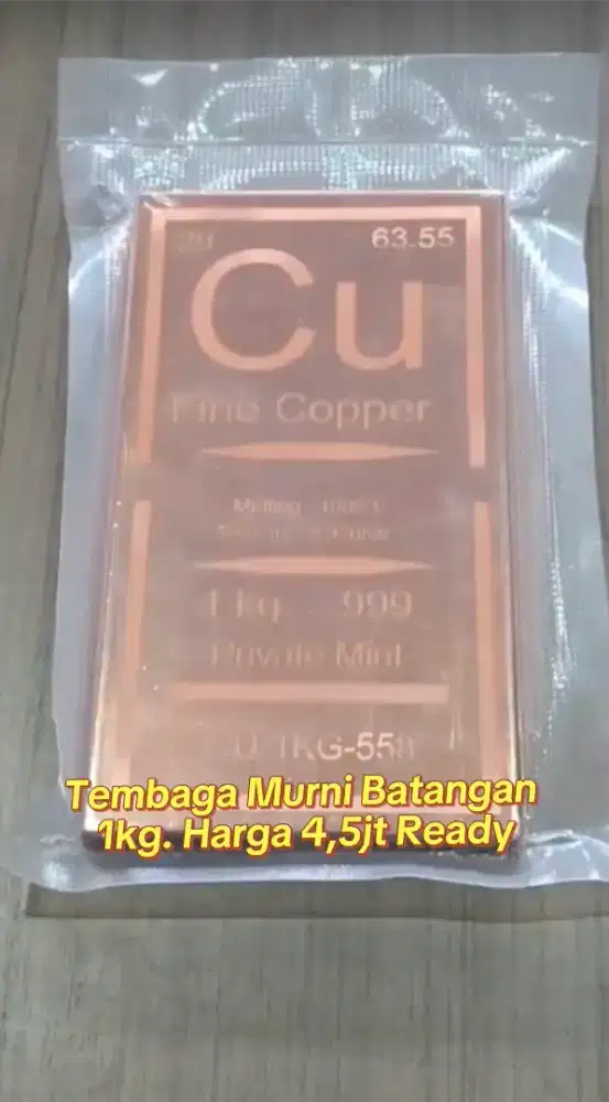 Dijual Tembaga Murni 1kg Batangan Harga 4,5jt