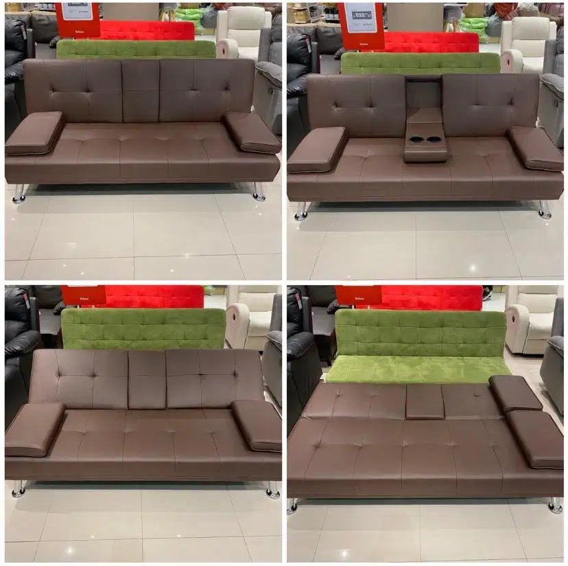 SOFA BED KULIT MURAH (FITUR CUPHOLDER)