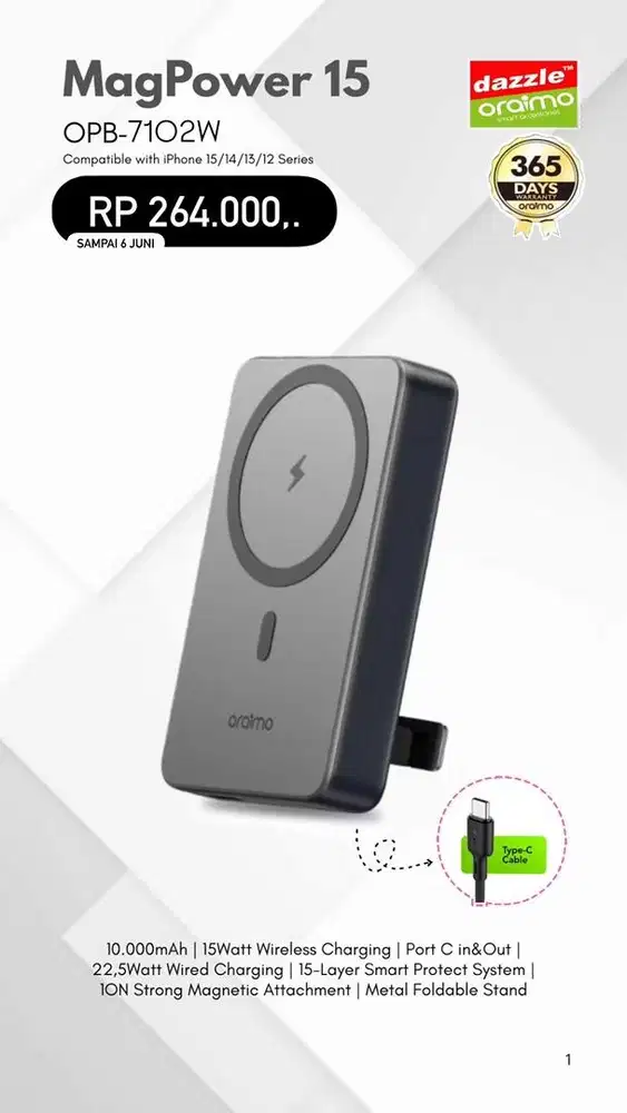 Powerbank MagSave 10.000mAh OPB-7102W