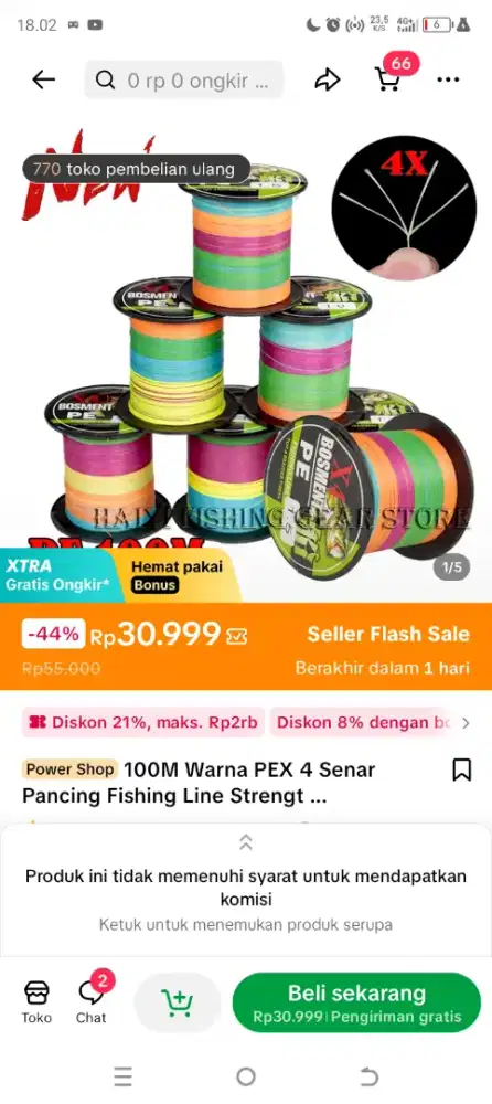 Senar/benang/tali pe ukuran 0,8 100m