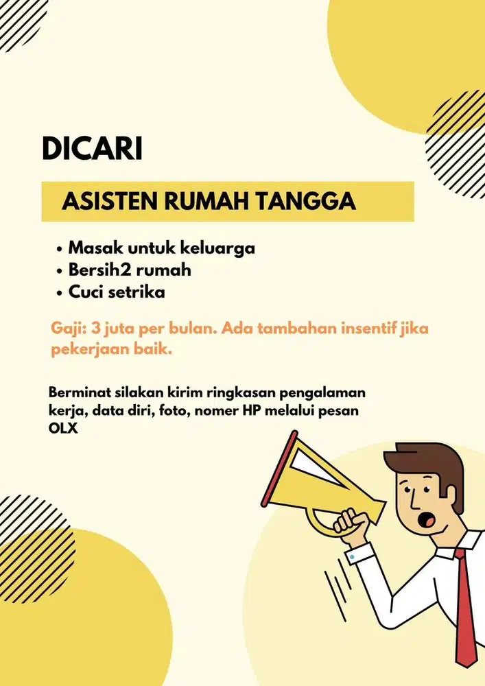 Dicari ART (Asisten Rumah Tangga) Jakarta