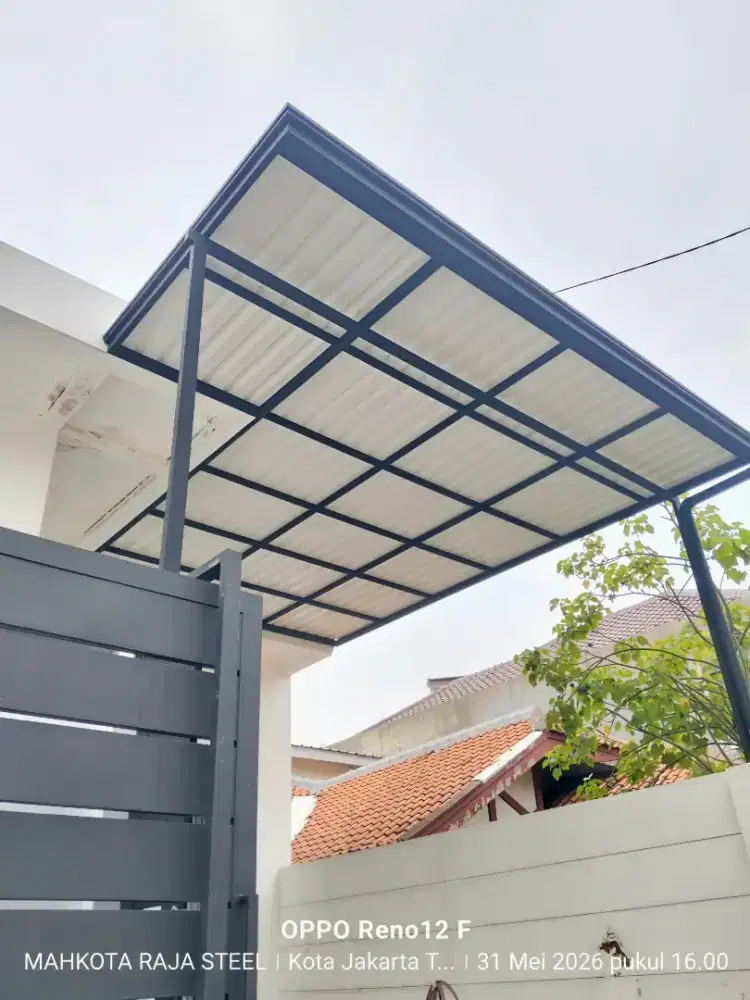 Kanopi minimalis atap alderon double layer, kuat, kokoh