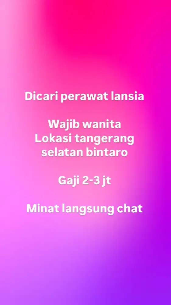 Perawat lansia area bintaro