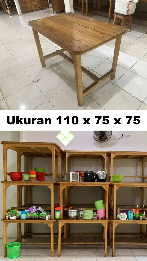 Meja Makan Warung / Resto Ukuran 110x75x75 cm