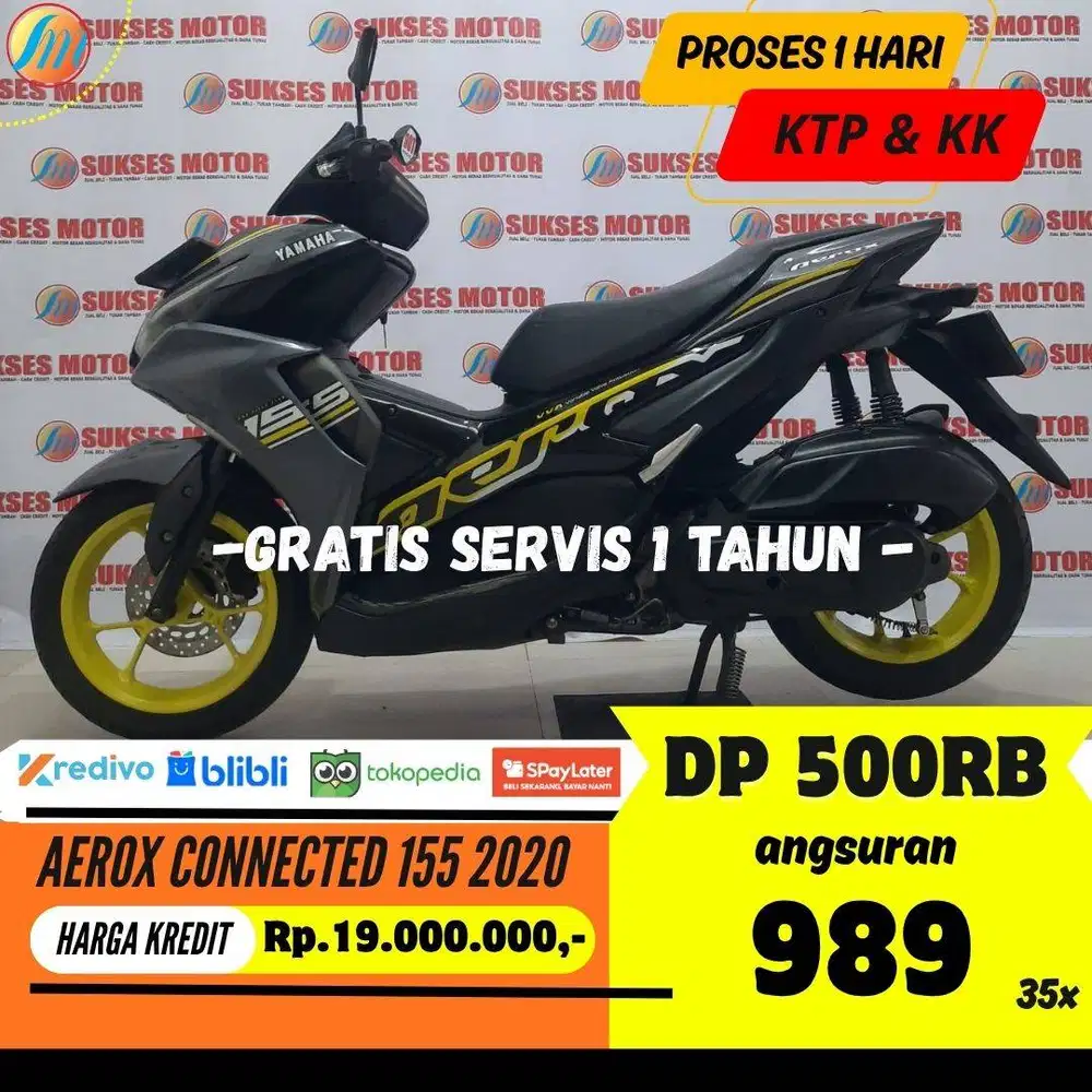 DP PROMO 500RIBU YAMAHA AEROX CONNECTED 155 2020 ANGSURAN RINGAN