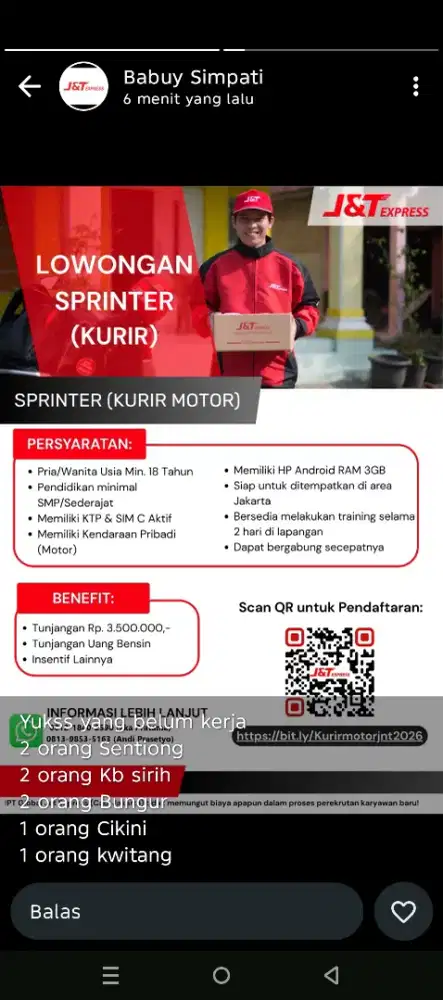 Dibutuhkan Sprinter Delivery