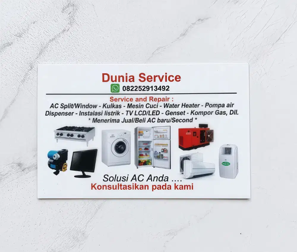 Service AC,pompa air,Kulkas,Freezer,Water Heater,Mesin cuci dll. Bppn