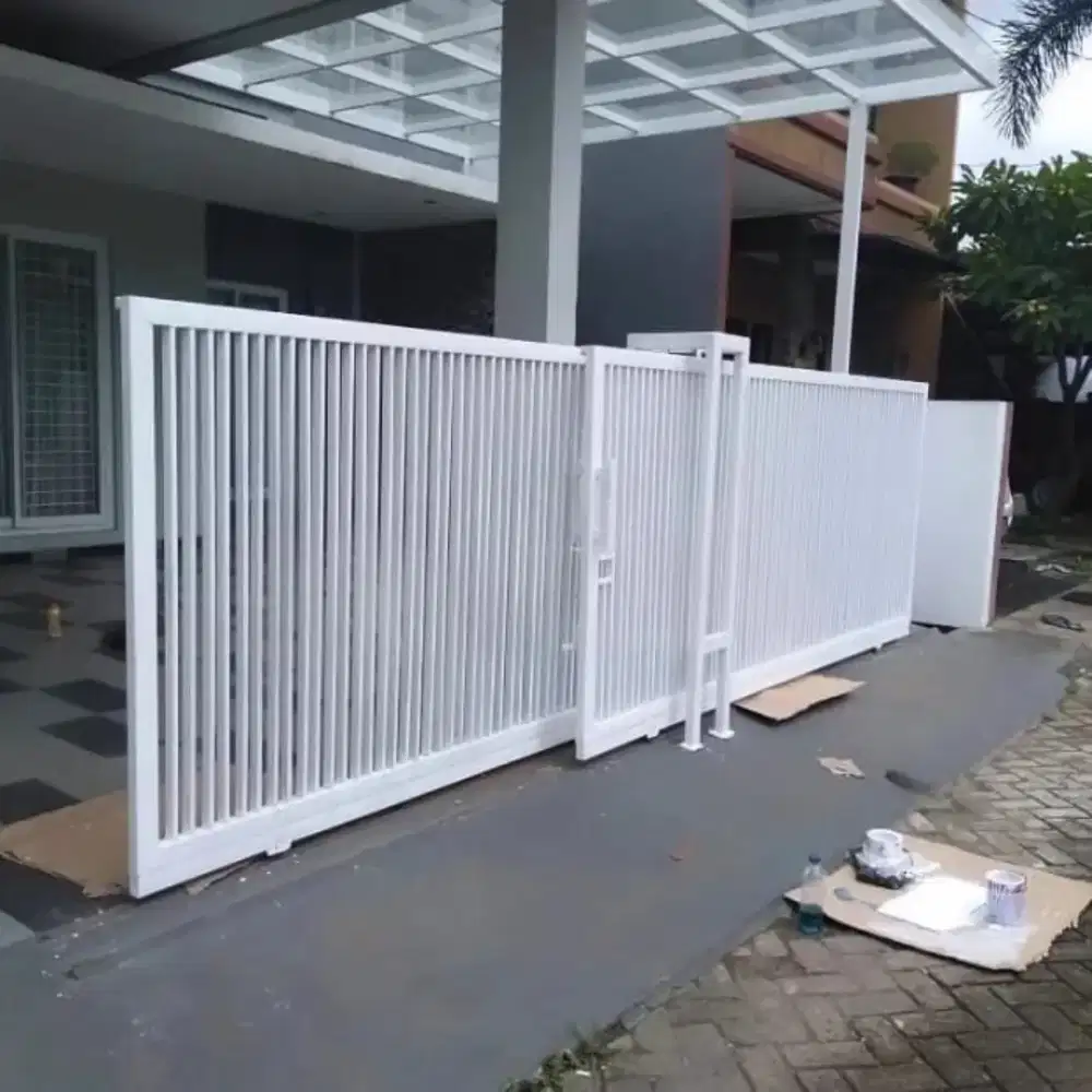 pintu pagar sliding besi hollow galvanis
