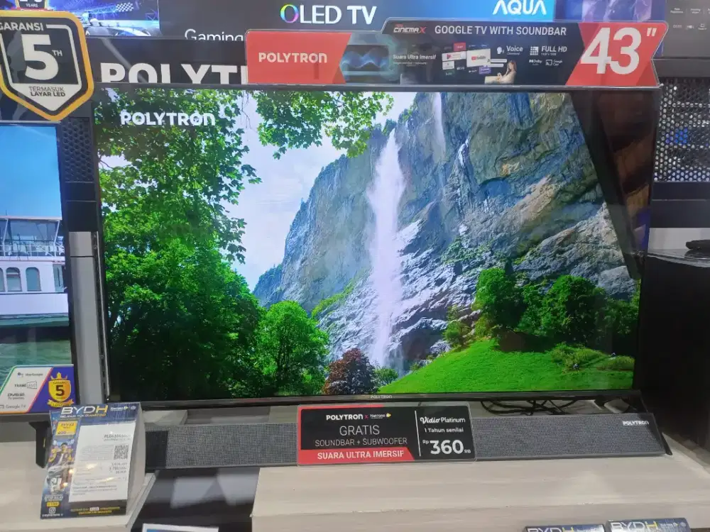 Cicilan tanpa CC DP 0% TV Polytron 43inch Free Soundbar & Subwoofer