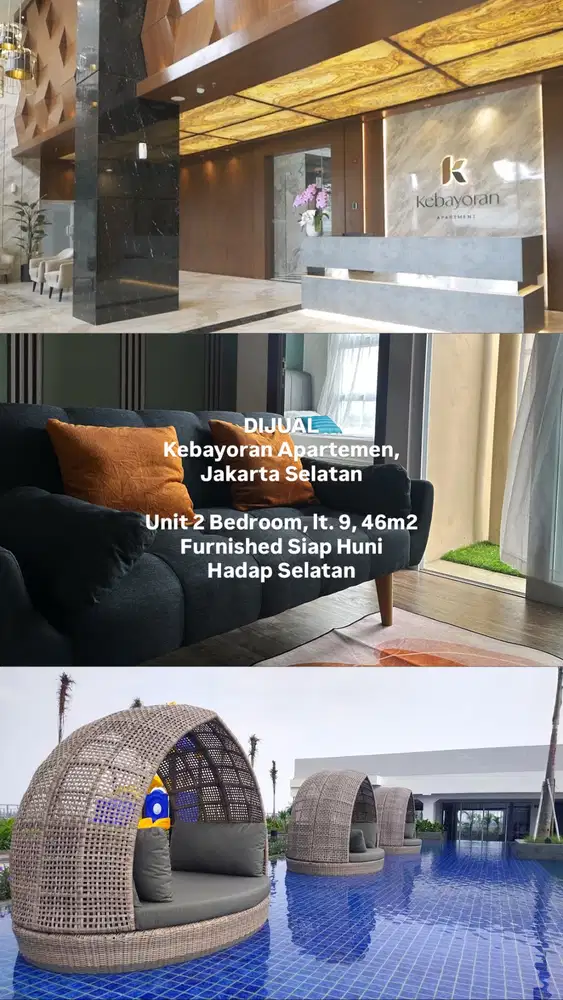 DIJUAL APARTEMEN/APARTMENT KEBAYORAN by Sinarmas, Lt. 9, Hadap Selatan