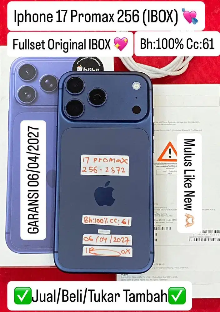 Iphone 17 Promax 256 Gb Deep Blue Resmi ibox