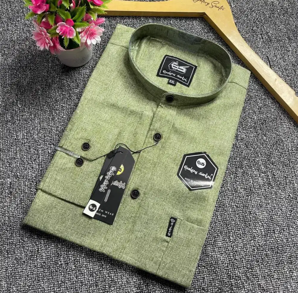 KEMEJA KOKO SALUR POLOS  - KEMKO MOTIF SALUR - KATUN MADINAH POLOS
