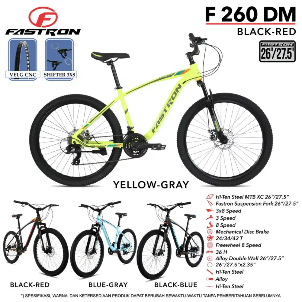 Sepeda Gunung MTB fastron F260Dm 3x8speed UK27.5