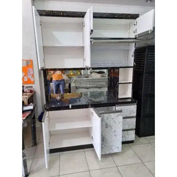 Lemari kitchen set 4 pintu full HPL / rak piring kitchen set full HPL