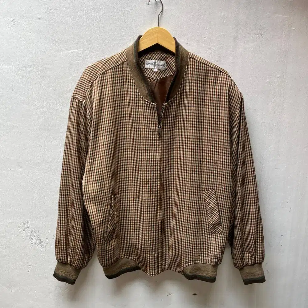 BOMBER JACKET NOIR BLANC TARTAN TEBAL ORIGINAL