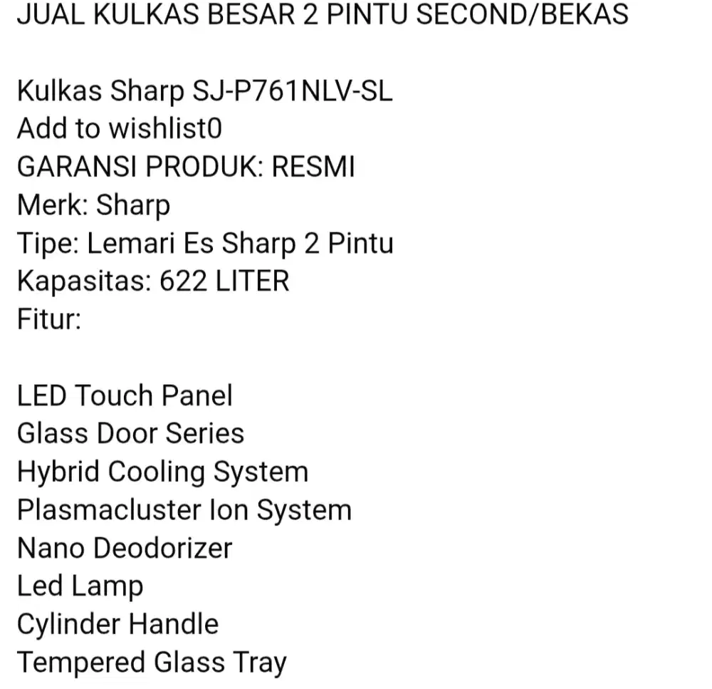 Kulkas besar merk SHARP