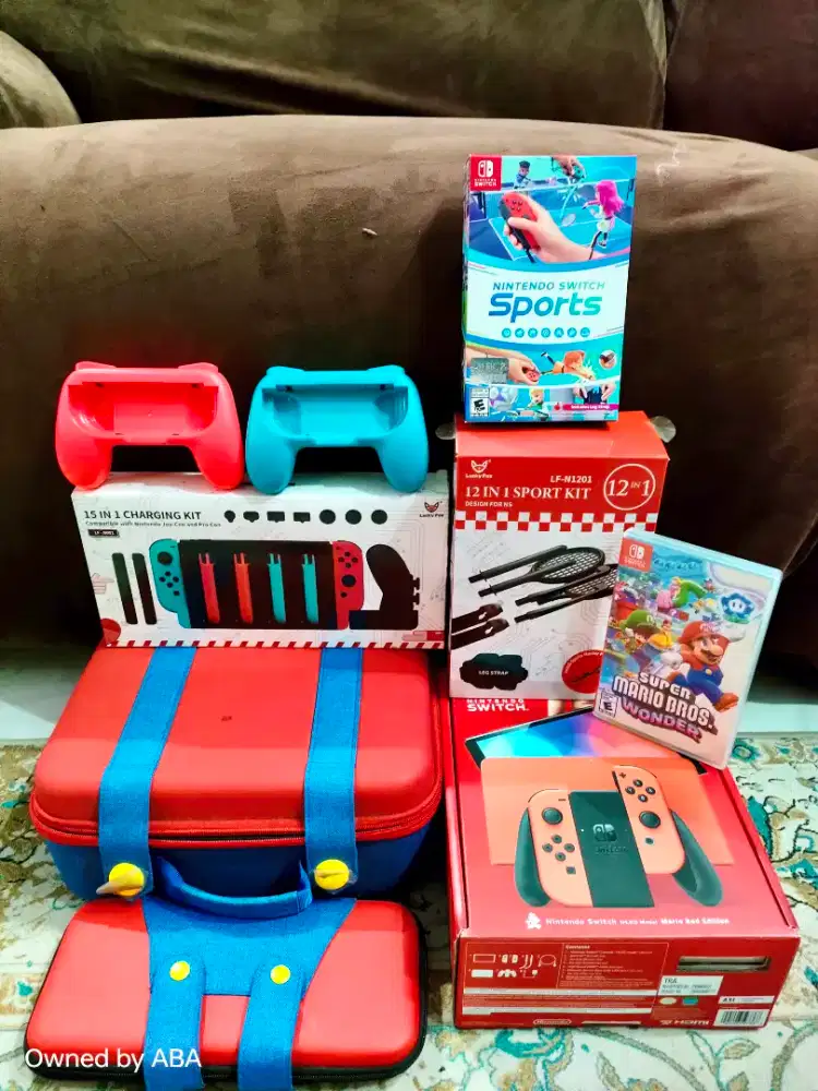 Nintendo Switch Oled Mario Red Edition Full Package 64GB + 1TB