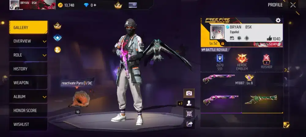 Akun free Fire game