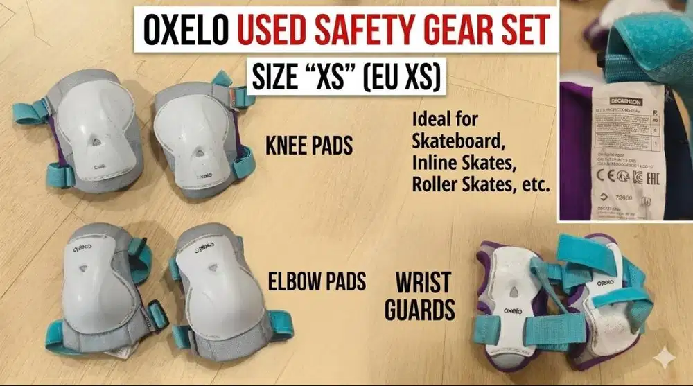 Oxelo Kids Safety Gear Set – Size XS (Elbow, Knee & Wrist Guards)