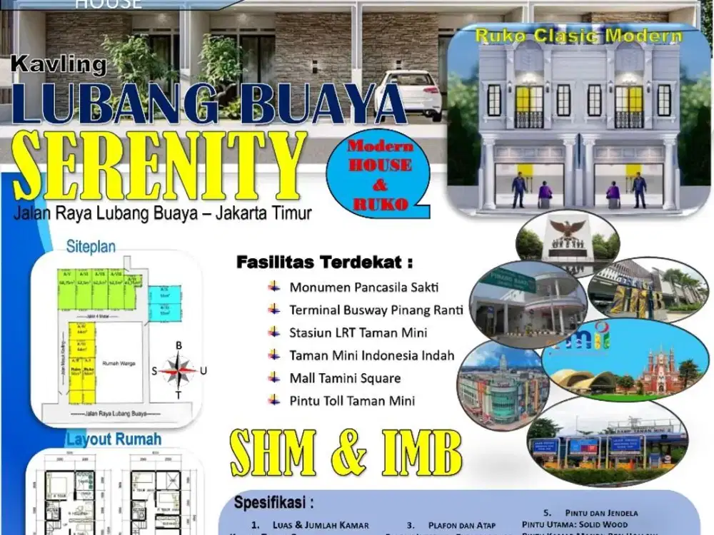 Jual Rumah Mewah Siap Bangun Di pinggir jalan raya lubang buaya jakarta timur