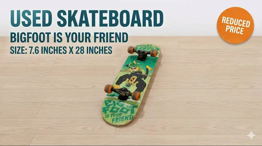 Decathlon Used Skateboard (7.6 x 28 inches) – Good Condition